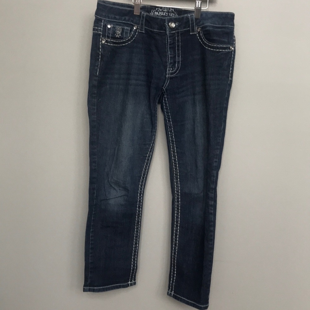 Paisley Sky Blingy capris Dark wash Size 8